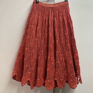 Vintage  Marisol crochet midi skirt! Lined and scalloped crochet edges.